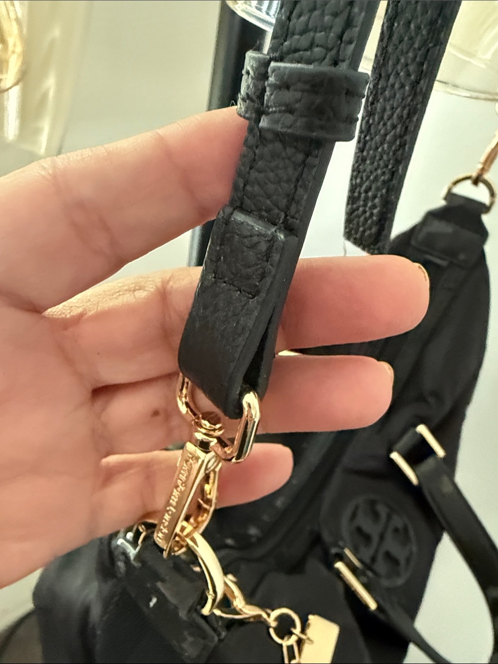 Tory Burch Black Logo Satchel with Gold hardware. - Picture 6 of 8